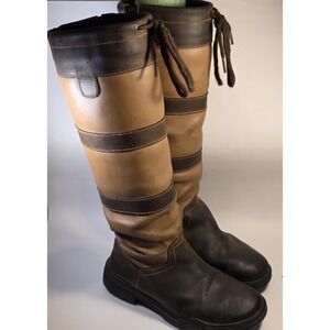 VTG Women's Size 7 Tuff Rider Tall Country Brown Leather Knee-High Pull-On Boots
